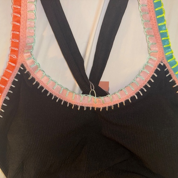 PQ Swim Solange Ferrarini Women's One Piece Swimsuit Size M Black Crochet Trim - Picture 3 of 7